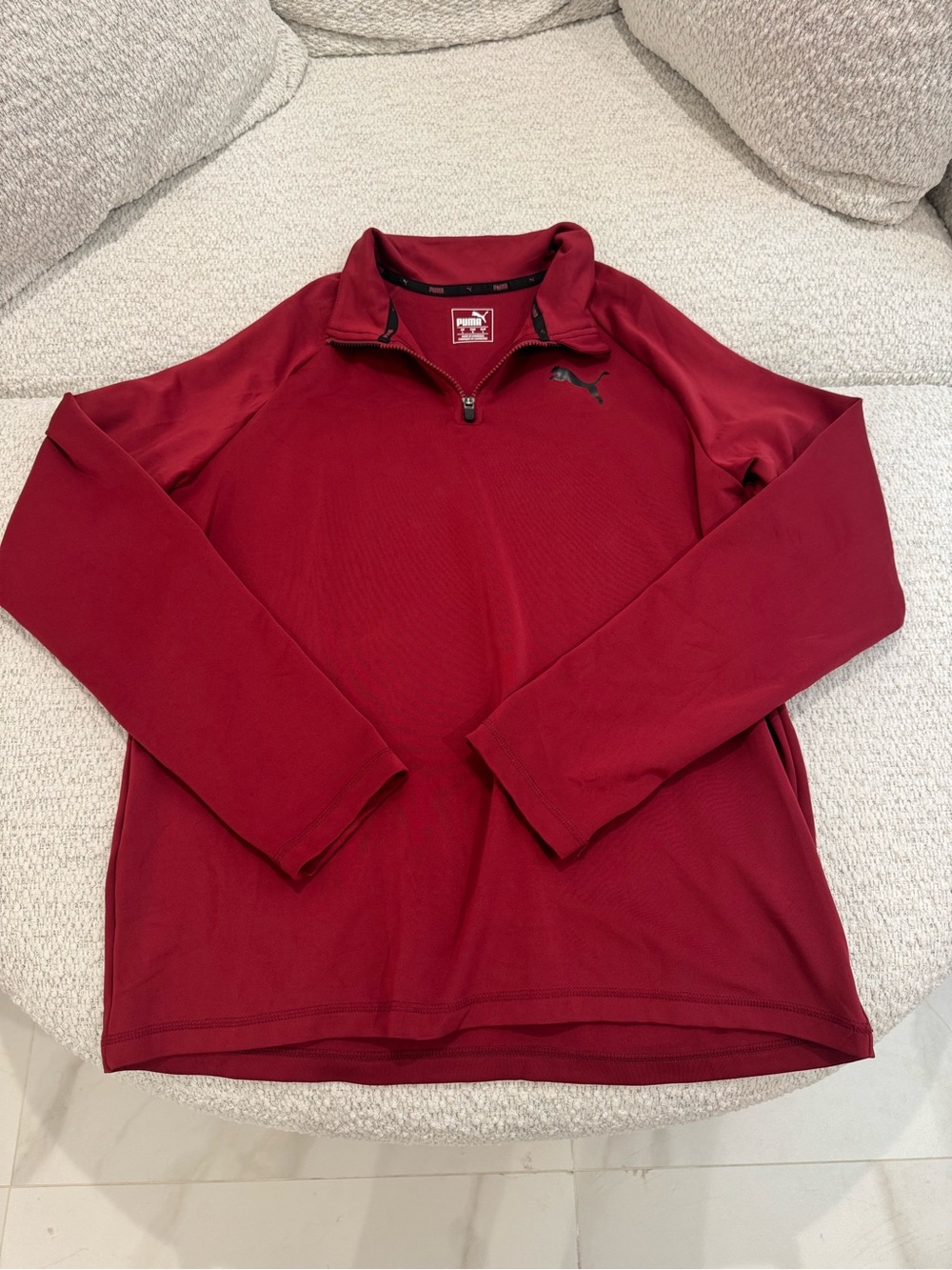 PUMA Men's Red Quarter Zip Long Sleeve Pullover Jacket